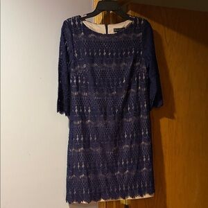 Jessica Howard Navy Lace Long Sleeve Dress